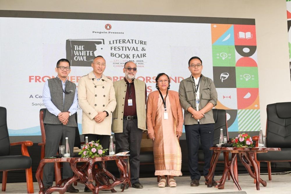 Panellists at the Penguin White Owl Literature Festival & Book Fair at Zone Niathu by The Park, Chümoukedima, on February 18.